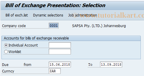 SAP TCode FBWE - Bill/Exch.Presentatn - International