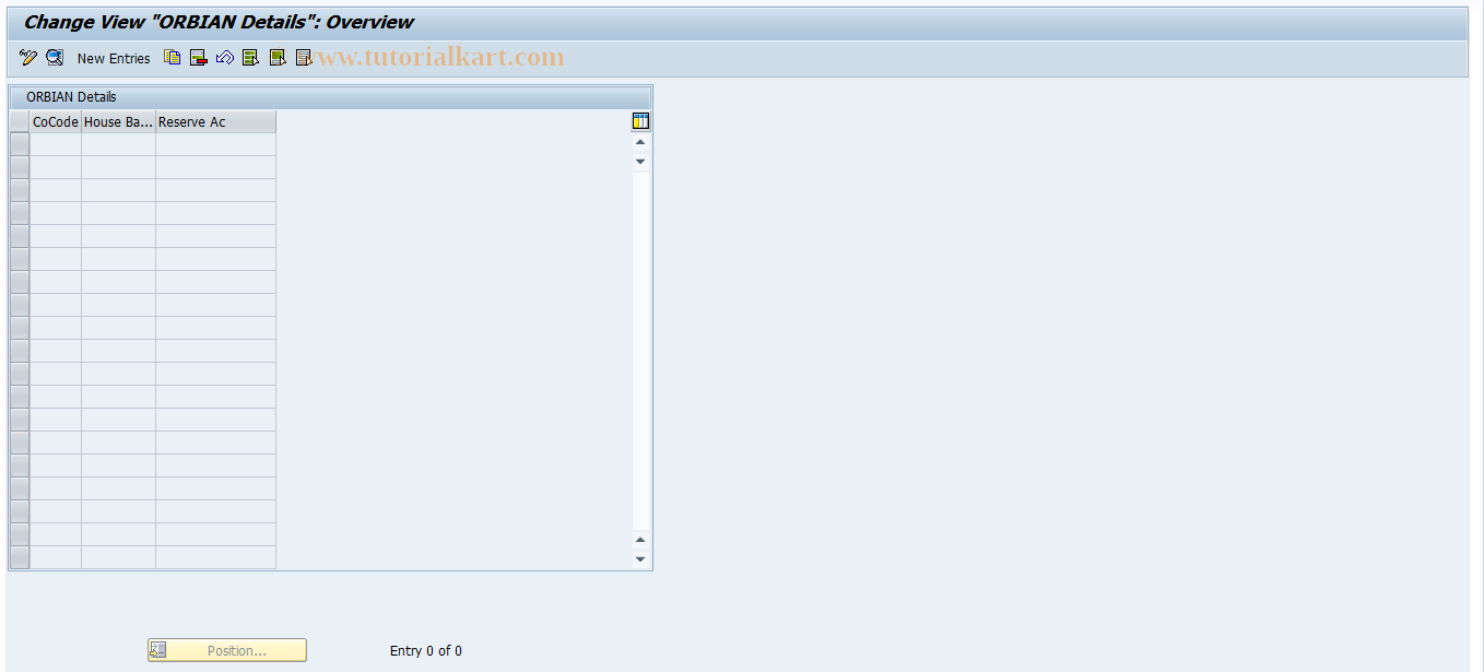 SAP TCode FBWO1 - Maintenance View: Orbian Links