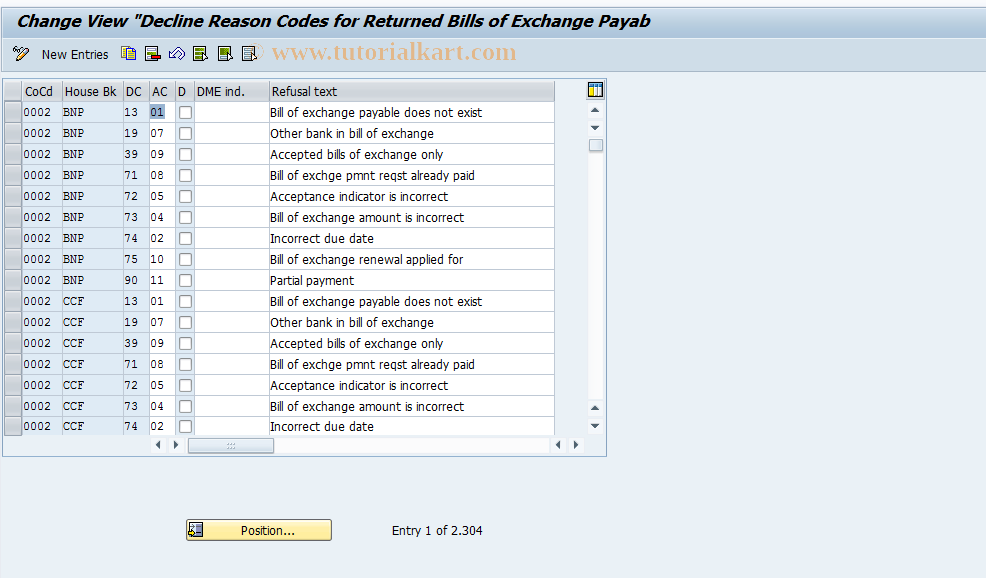 SAP TCode FBWS - C FI Maintain Table T046s