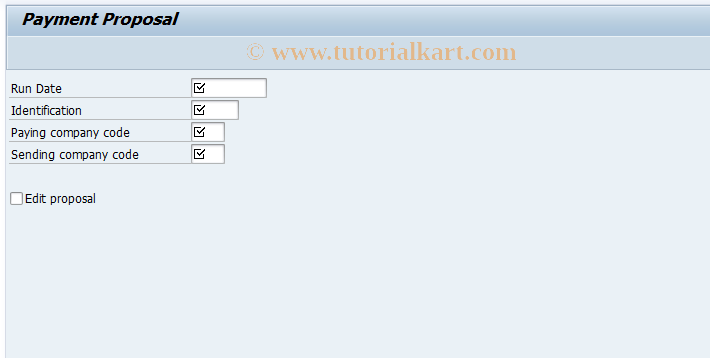 SAP TCode FBZ0 - Display/Edit Payment Proposal