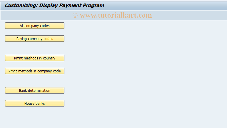 SAP TCode FBZA - Display Pmnt Program Configuration