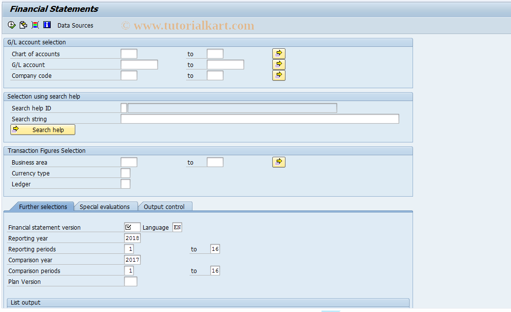 SAP TCode FC10 - Financial Statements Comparison