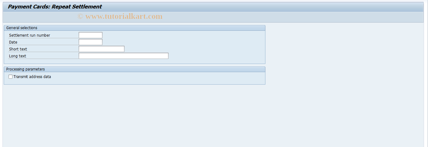 SAP TCode FCC2 - Payment Cards: Repeat Settlement