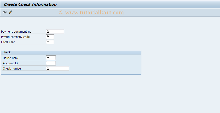 SAP TCode FCH5 - Create Check Information