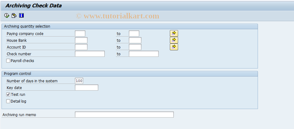 SAP TCode FCHA - Check archiving