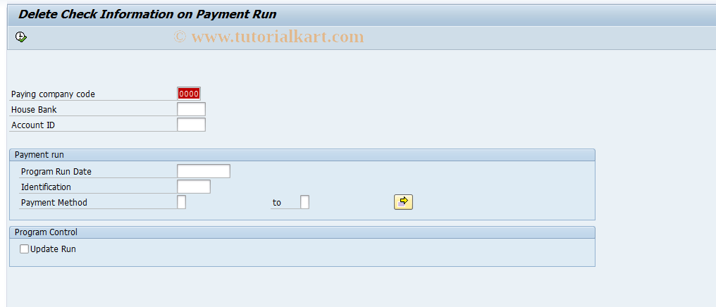 SAP TCode FCHD - Delete Payment Run Check Information