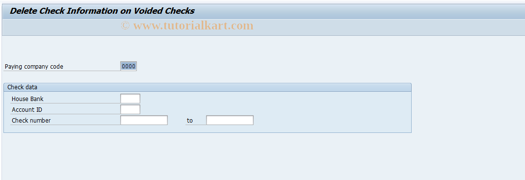 SAP TCode FCHE - Delete Voided Checks