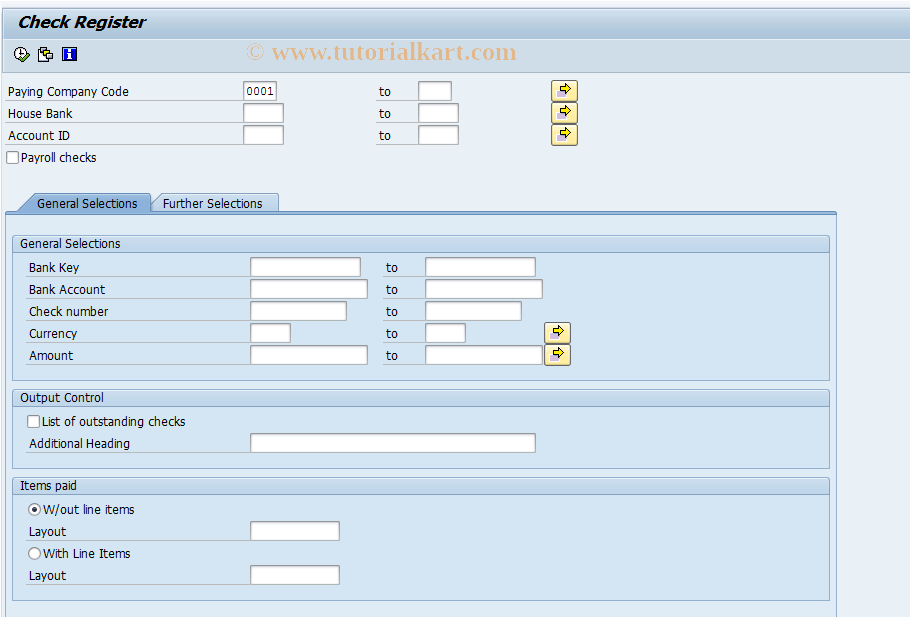 SAP TCode FCHN - Check Register