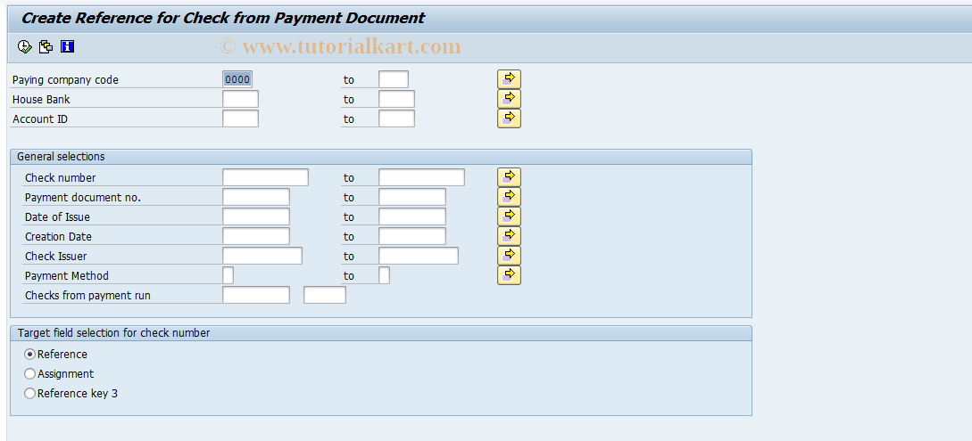 SAP TCode FCHU - Create Reference for Check