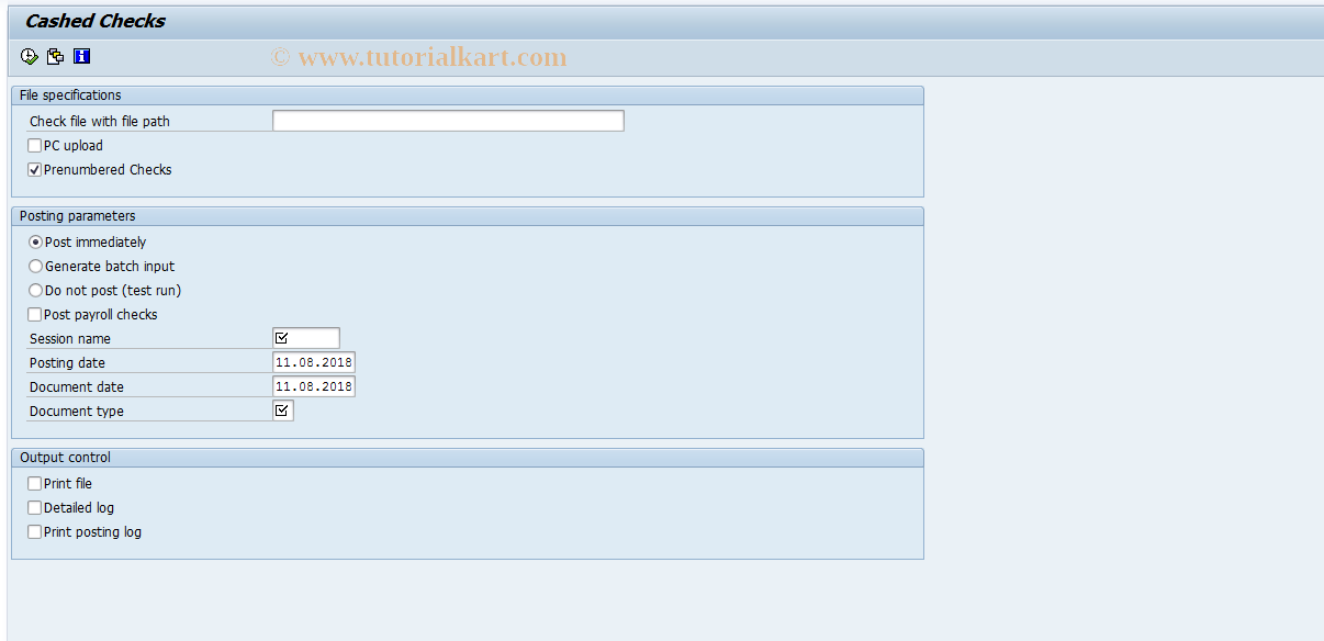 SAP TCode FCKR - International cashed checks