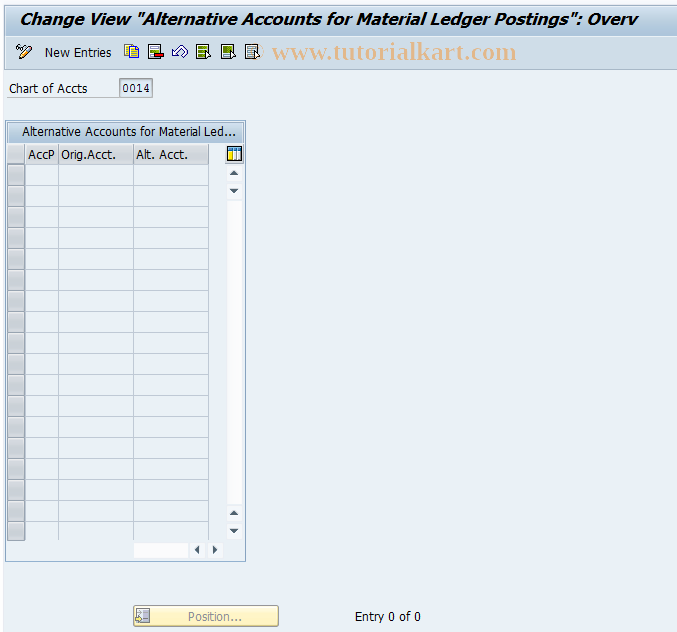SAP TCode FCML2 - Alternative Accounts for ML Postings