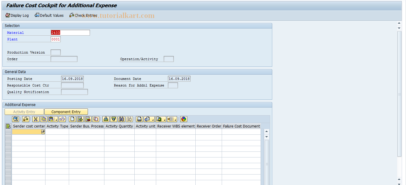 SAP TCode FCOEX - Start Additional Expense Posting