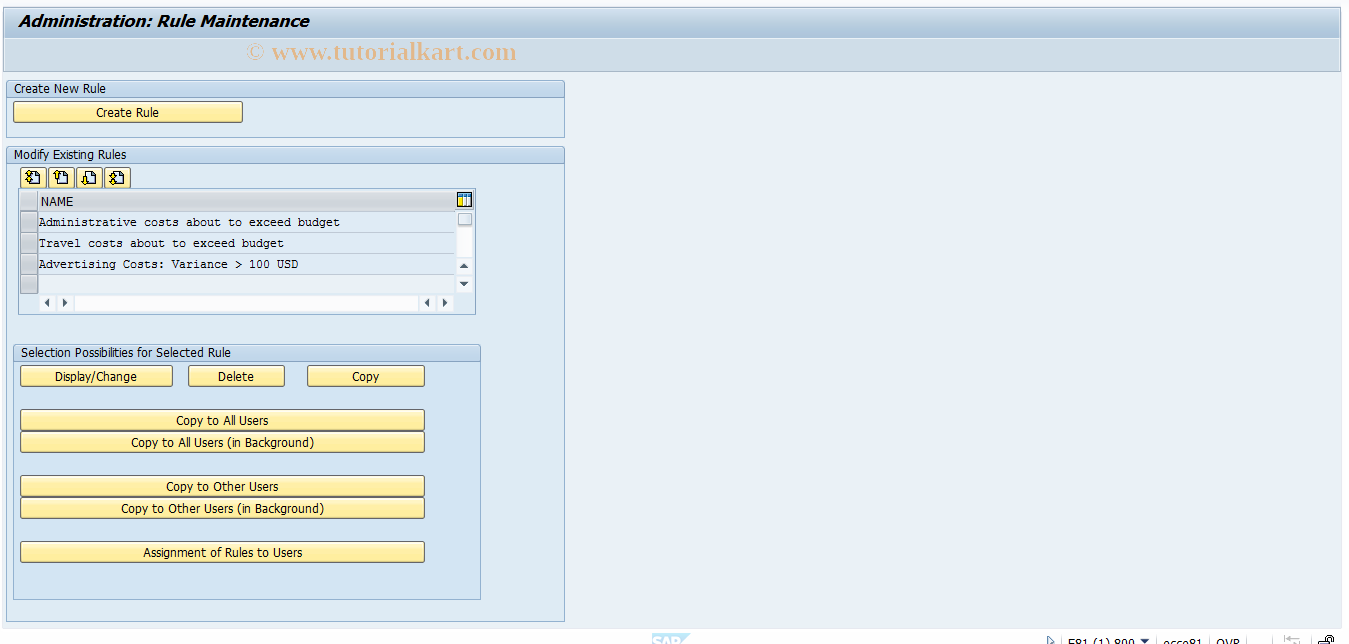 SAP TCode FCOM_RULE_CBV - Rule for Cost Center Variances