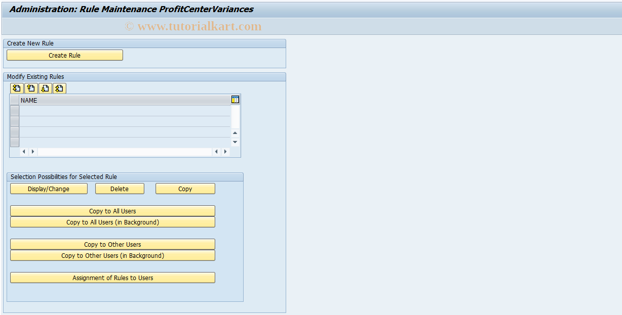 SAP TCode FCOM_RULE_PV - Rule for Profit Center Variances