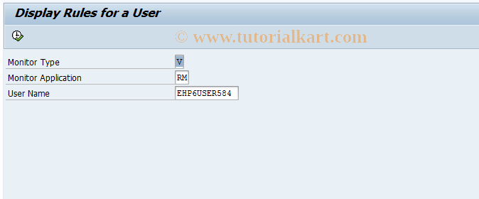 SAP TCode FCOM_RULE_USER_RMV - Display Rule for a User