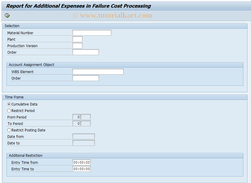 SAP TCode FCOREP_EXCESS - Additional Expense in FCO