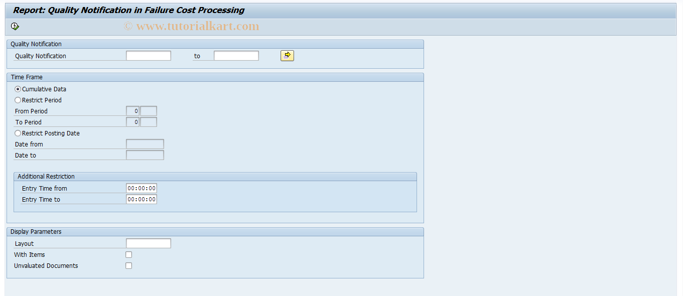 SAP TCode FCOREP_NOTIF - Quality Notification in FCO