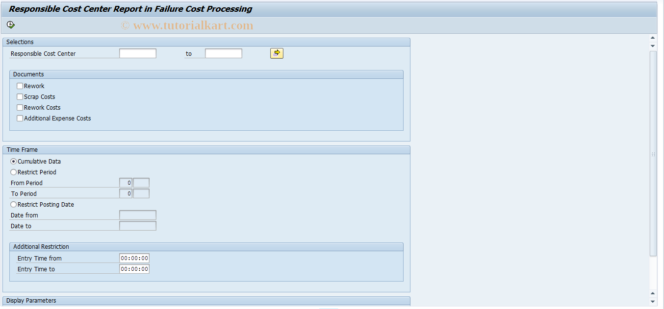 SAP TCode FCOREP_RESPCC - Responsible Cost Center
