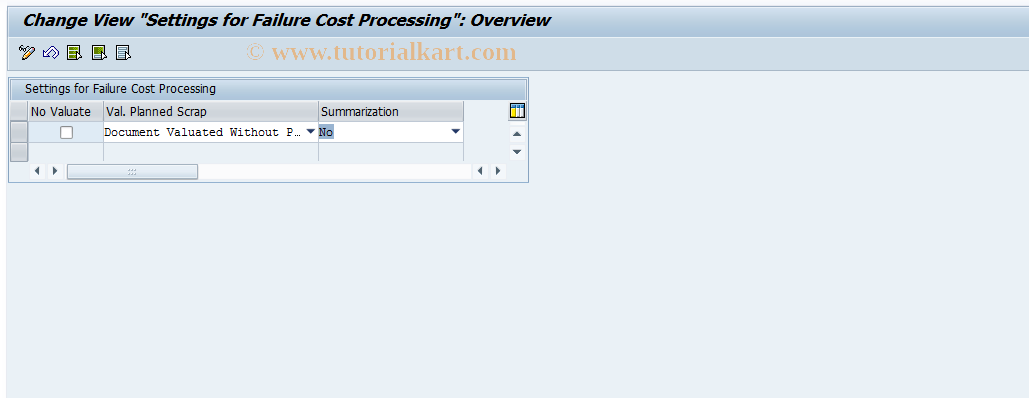 SAP TCode FCOSETTINGS - Settings in Failure Cost Processing