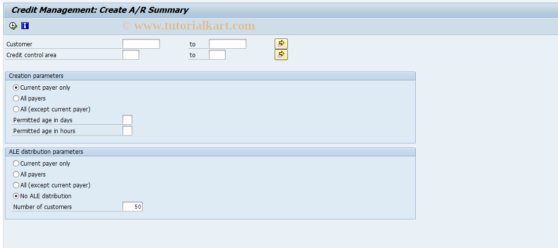 SAP TCode FCV1 - Create A/R Summary