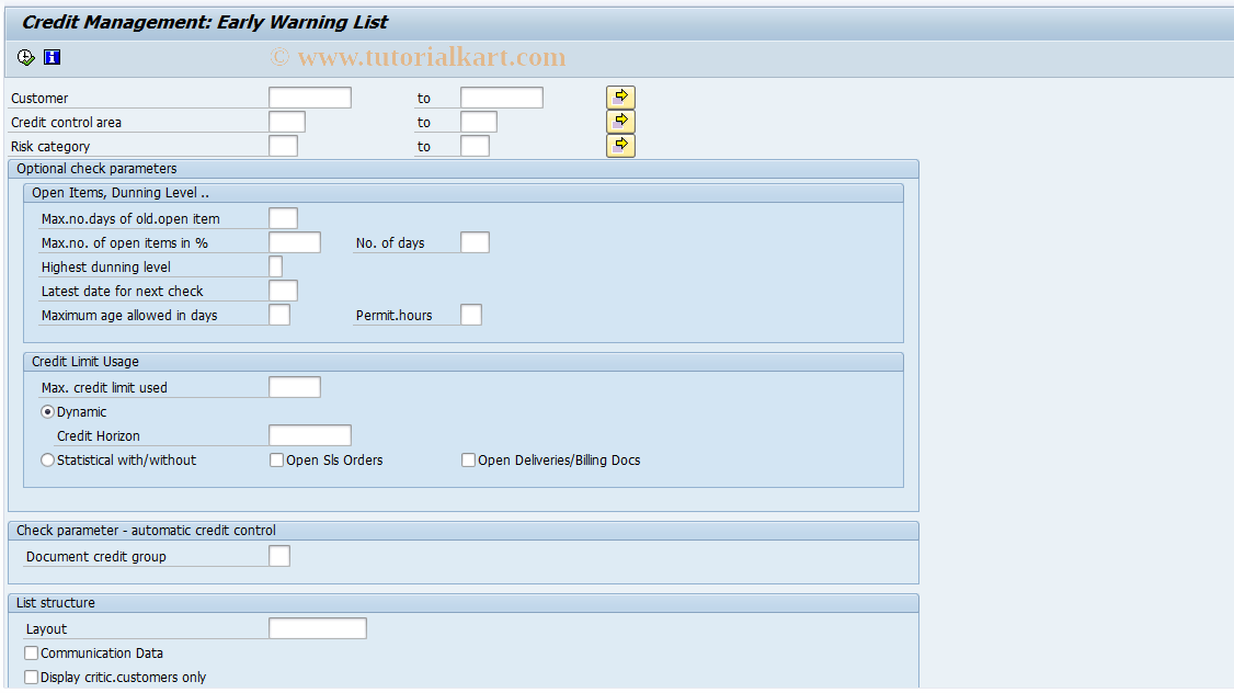 SAP TCode FCV3 - Early Warning List