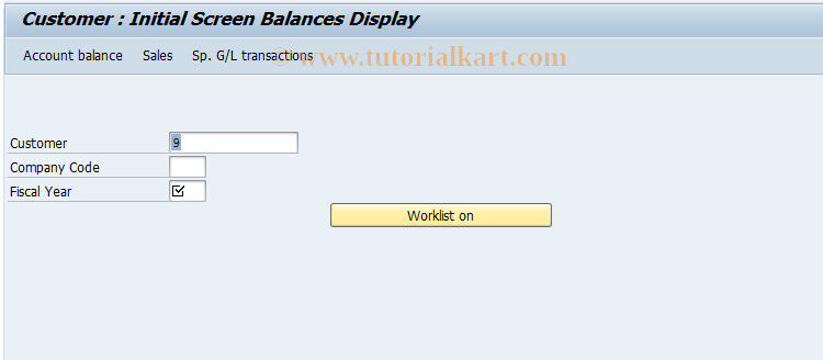 SAP TCode FD10 - Customer Account Balance