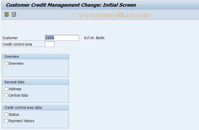 SAP TCode FD32 - Change Customer Credit Management