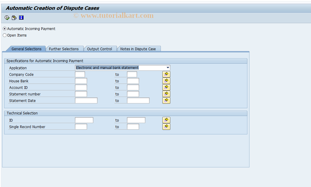 SAP TCode FDM_AUTO_CREATE - Create Dispute Cases Automatically