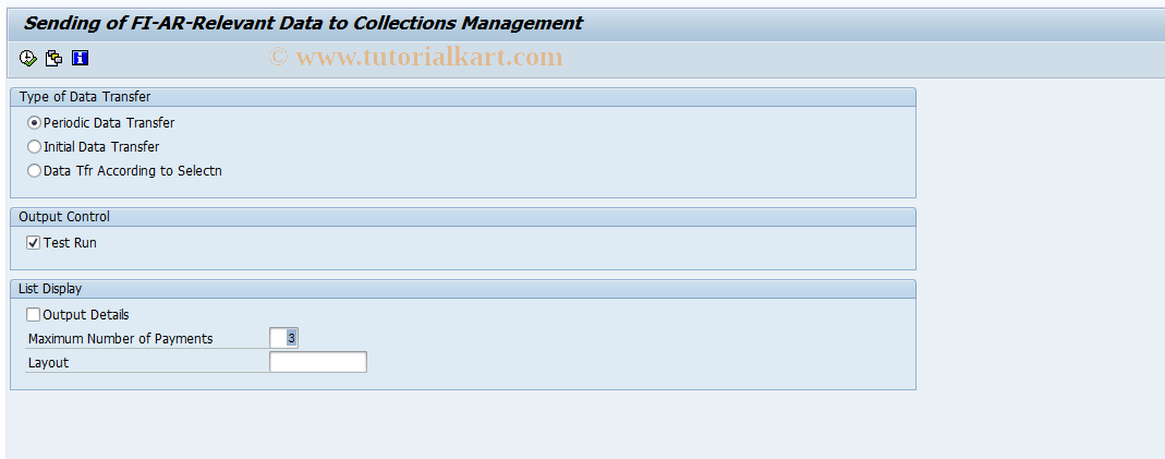 SAP TCode FDM_COLL_SEND01 - Send Data