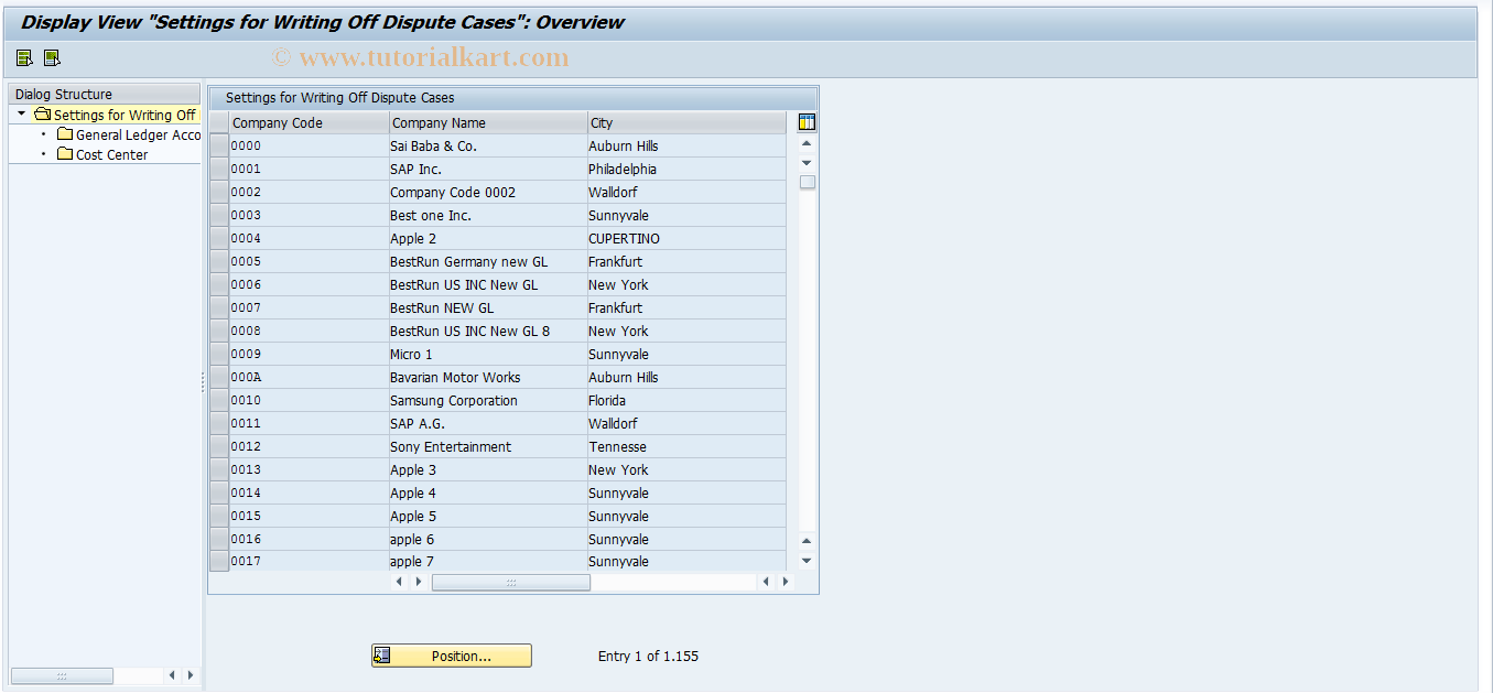 SAP TCode FDM_CUST03 - Settings for Dispute Case Write-Off