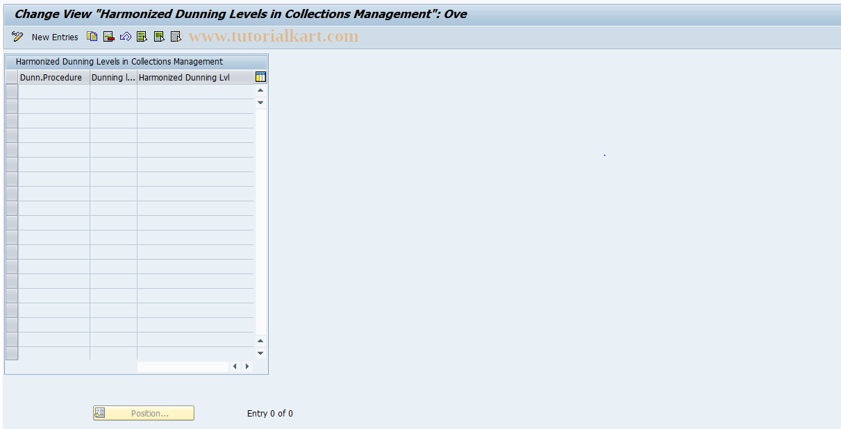 SAP TCode FDM_CUST17 - Harmonize Dunning Levels