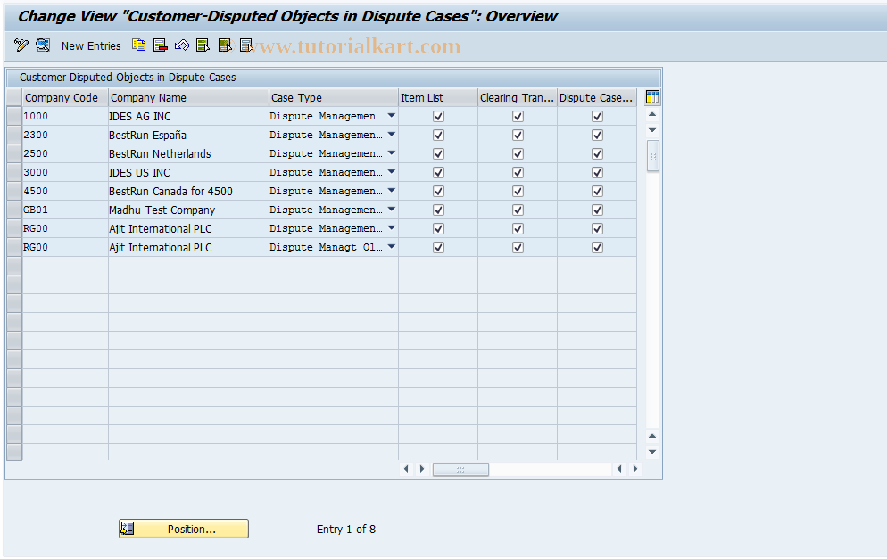 SAP TCode FDM_CUST20 - Customer -Disp. Objects in Dispute Cases