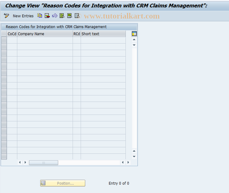 SAP TCode FDM_CUST23 - CCM Reason Codes