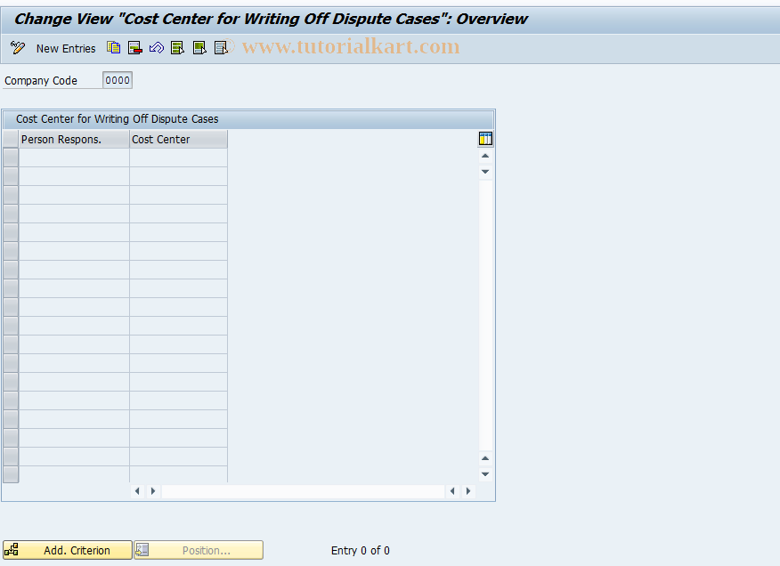 SAP TCode FDM_CUST25 - Cost Center when Writing Off