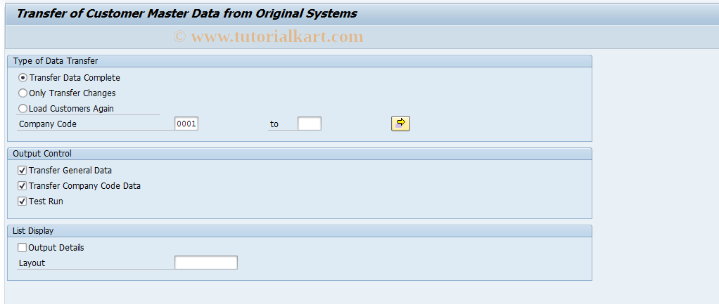 SAP TCode FDM_MIRR_CMD_GET01 - Transfer of Customer Master Data