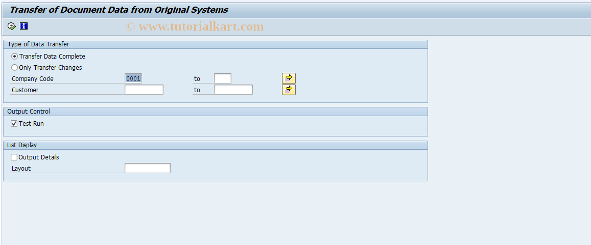 SAP TCode FDM_MIRR_DOC_GET01 - Transfer of Document Data