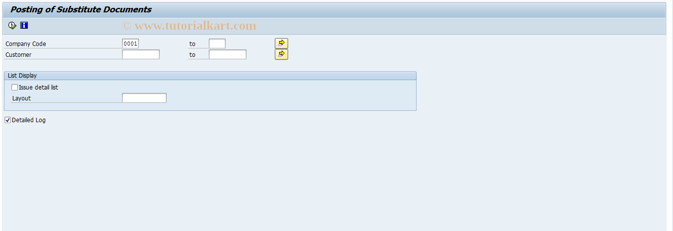 SAP TCode FDM_MIRR_DOC_POST01 - Posting of Substitute Documents