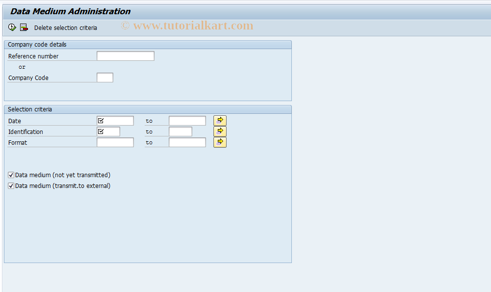 SAP TCode FDTT - Treasury Data Medium Administration