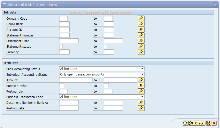 SAP TCode FEBAN - Bank statement postprocessing