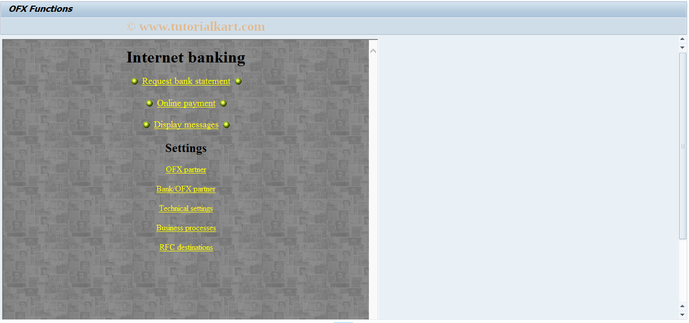 SAP TCode FEBOFXN - OFX Functions