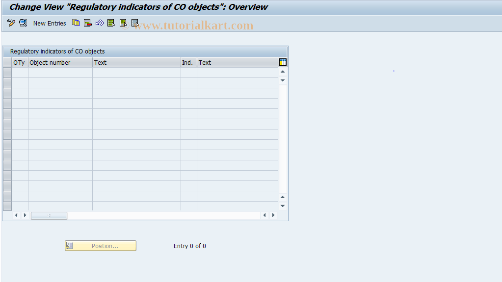 SAP TCode FEC6 - Regulatory indicator assignment