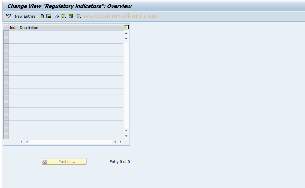 SAP TCode FEC7 - Regulatory indicators