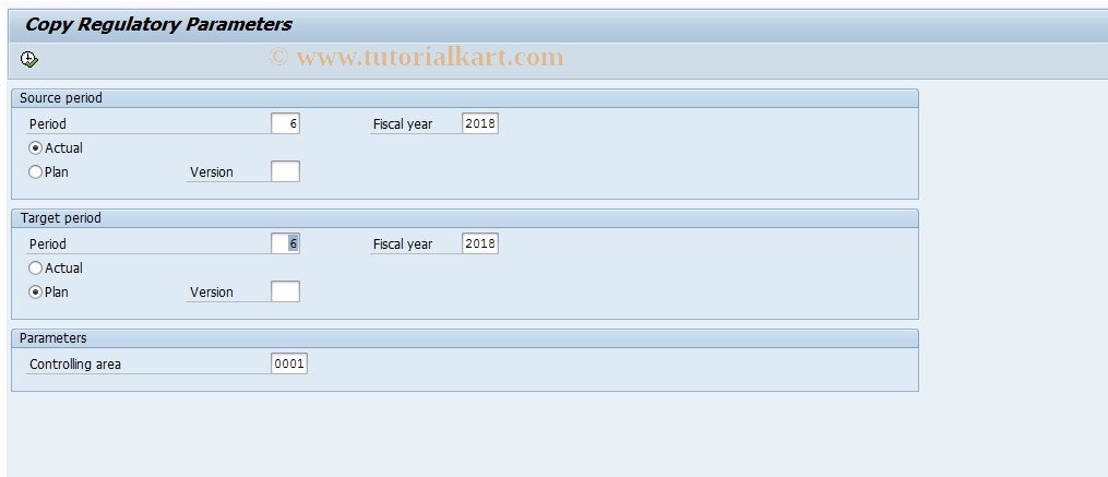 SAP TCode FECP - Copy regulatory parameters