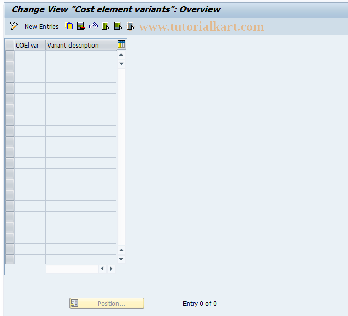 SAP TCode FECV - Clearing cost element variants