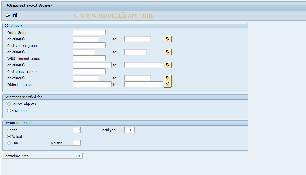 SAP TCode FEOT - Flow of cost trace (Old version)