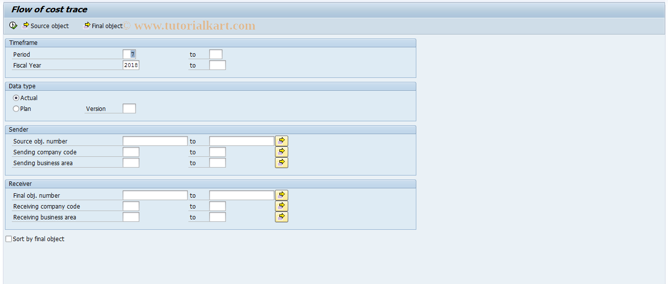 SAP TCode FERT - Flow of cost trace