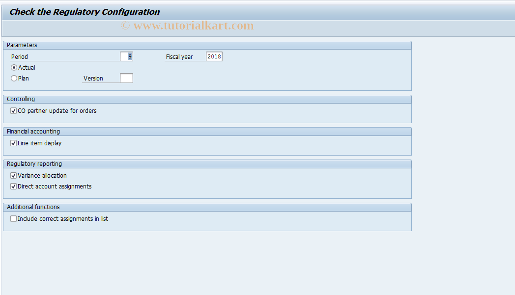 SAP TCode FERV - Validate regulatory configuration