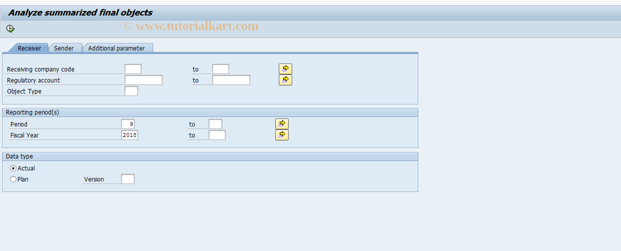 SAP TCode FESA - Summarized final objects