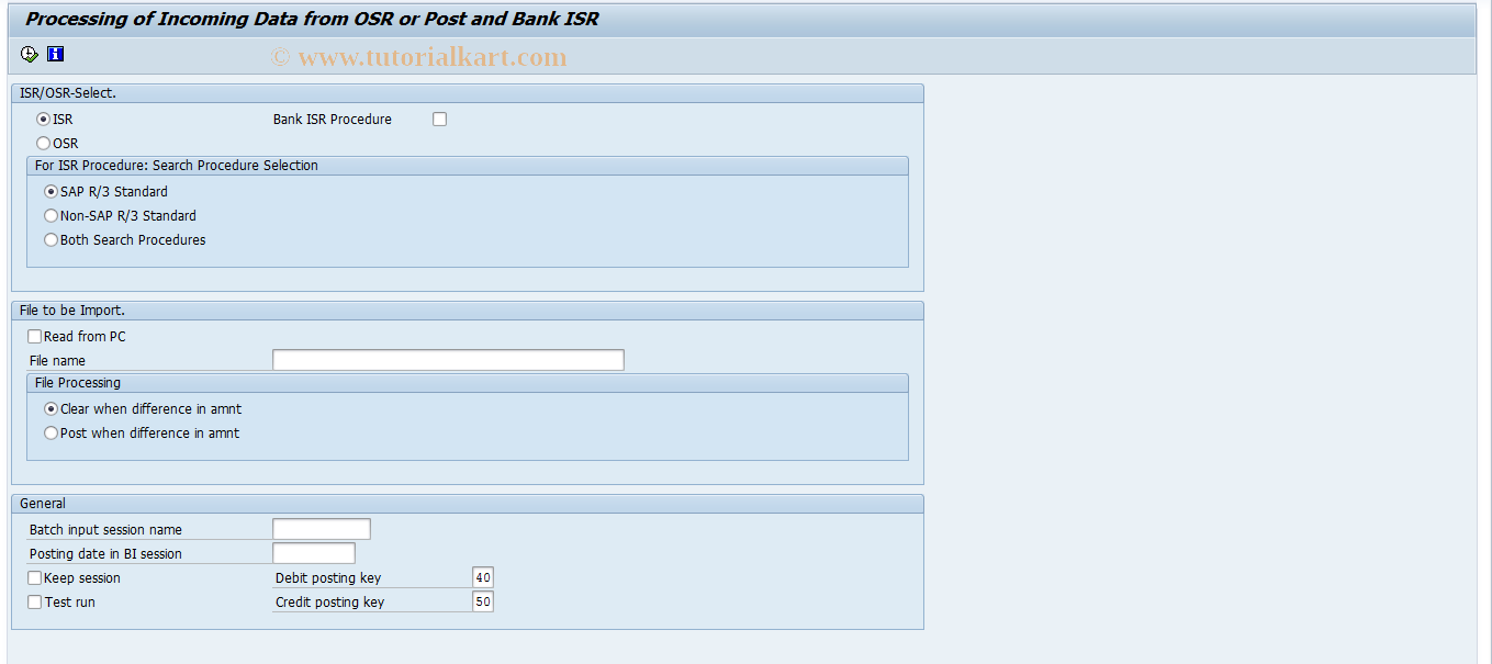 SAP TCode FESR - Import of ISR File (Switzerland)