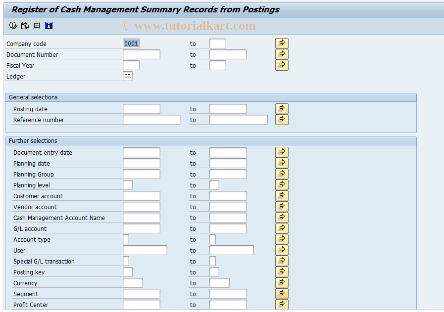SAP TCode FF-4 - CMF Data In Accounting Documents